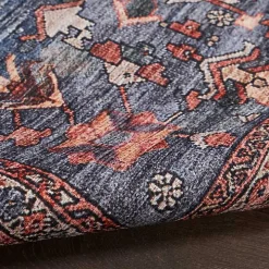 Navy & Brick Botanical Washable Area Rug, 5x7