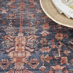 Navy & Brick Botanical Washable Area Rug, 5x7
