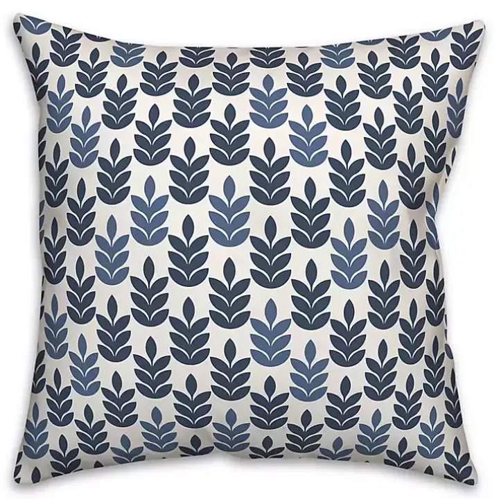 Navy & White Leaves Indoor/Outdoor Pillow