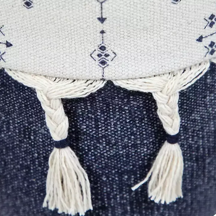 Navy and Ivory Scandinavian Motif Pouf