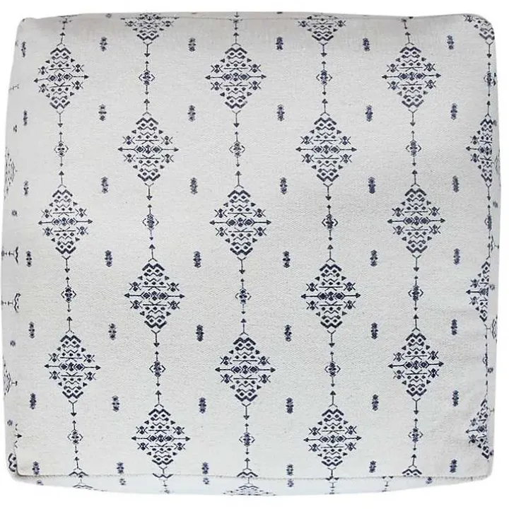 Navy and Ivory Scandinavian Motif Pouf