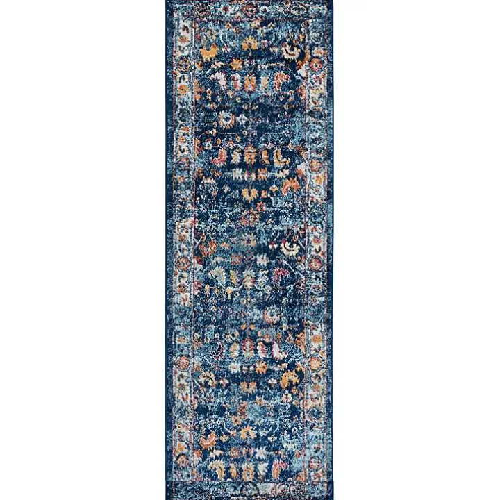 Navy and Orange Bordered Runner, 2x6