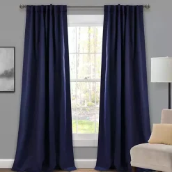 Navy Back Tab Blackout Curtain Panel Set, 84 in.