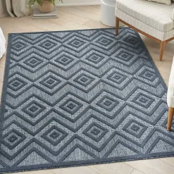 Navy Blue Diamond Indoor/Outdoor Area Rug, 5x7