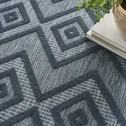 Navy Blue Diamond Indoor/Outdoor Area Rug, 5x7