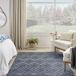 Navy Blue Diamond Indoor/Outdoor Area Rug, 5x7