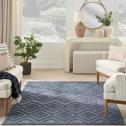 Navy Blue Diamond Indoor/Outdoor Area Rug, 5x7