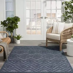 Navy Blue Diamond Indoor/Outdoor Area Rug, 5x7