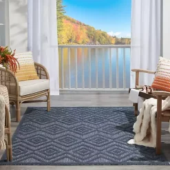 Navy Blue Diamond Indoor/Outdoor Area Rug, 5x7