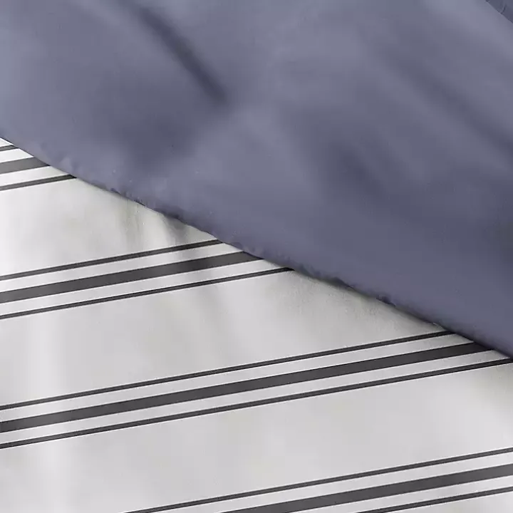 Navy Blue Echo Stripe 3-pc. King Duvet Cover Set