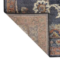 Navy Blue Floral Area Rug, 5x8