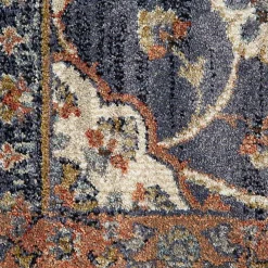 Navy Blue Floral Area Rug, 5x8