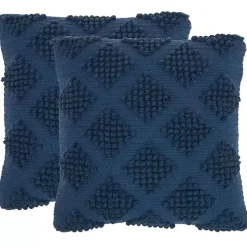 Navy Blue Knotted Diamond Throw Pillows, Set of 2