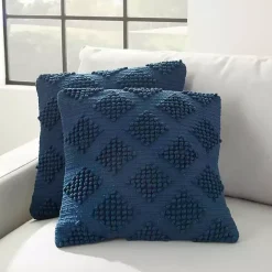 Navy Blue Knotted Diamond Throw Pillows, Set of 2