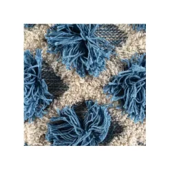 Navy Blue Pom Pom Pillow