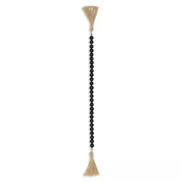 Navy Blue Wood Bead Tassel Garland