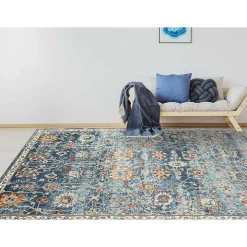 Navy Bohemian Area Rug, 5x8