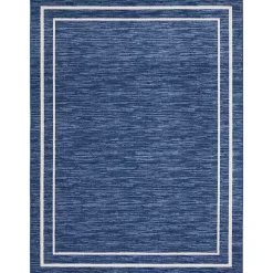 Navy Bordered Indoor/Outdoor Area Rug, 8x10