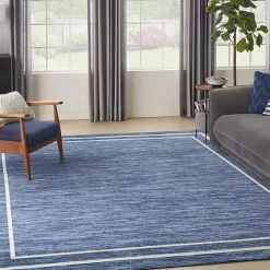 Navy Bordered Indoor/Outdoor Area Rug, 8x10