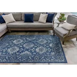 Navy Botanical Hannah Indoor/Outdoor Rug, 4x7