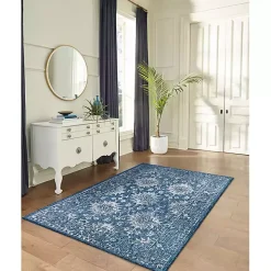 Navy Botanical Hannah Indoor/Outdoor Rug, 7x9