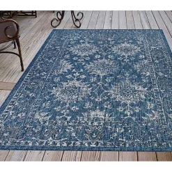 Navy Botanical Hannah Indoor/Outdoor Rug, 7x9
