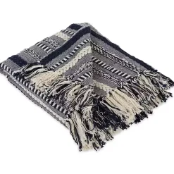 Navy Braided Stripe Throw