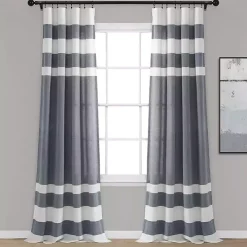 Navy Cape Cod Stripe Curtain Panel Set, 84 in.