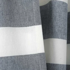Navy Cape Cod Stripe Curtain Panel Set, 84 in.