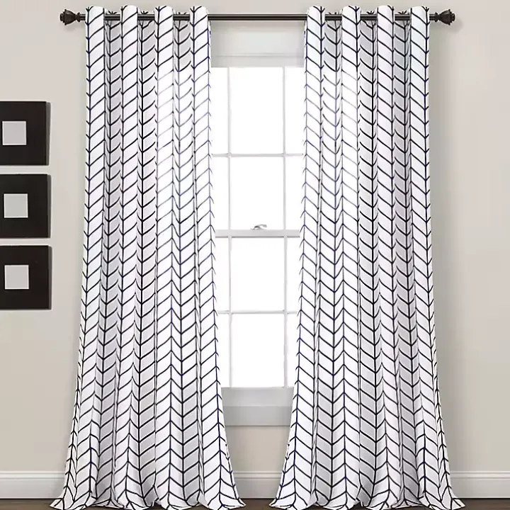 Navy Chevron 2-pc. Panel Curtain Set, 84 in.