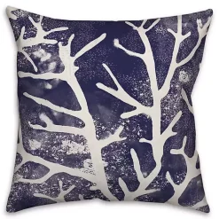 Navy Coral Outdoor Pillow