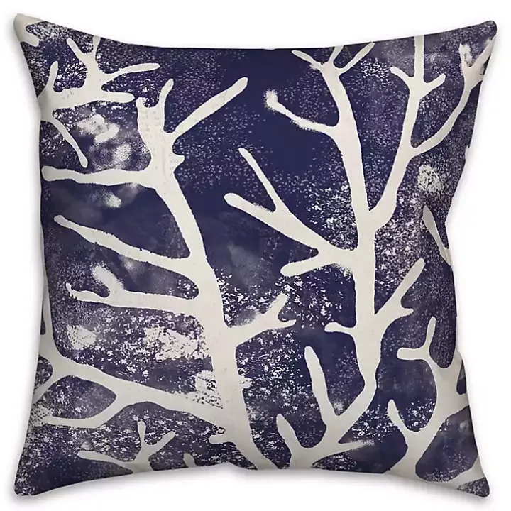 Navy Coral Outdoor Pillow