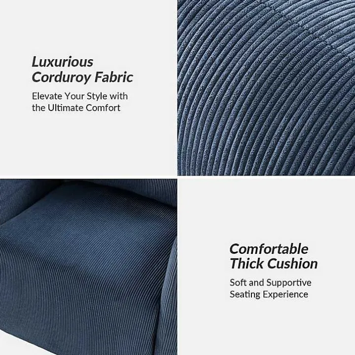 Navy Corduroy Swivel Accent Chair