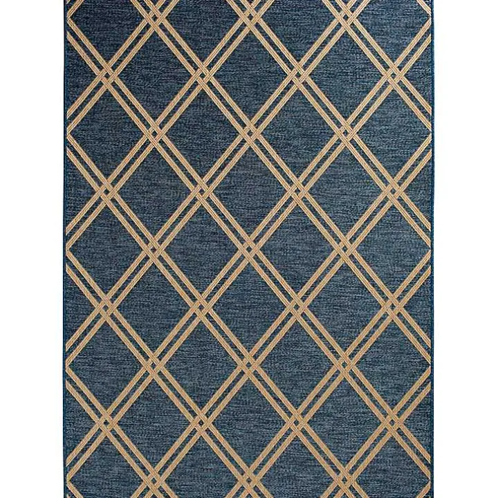 Navy Diamond Indoor/Outdoor Area Rug, 5x7
