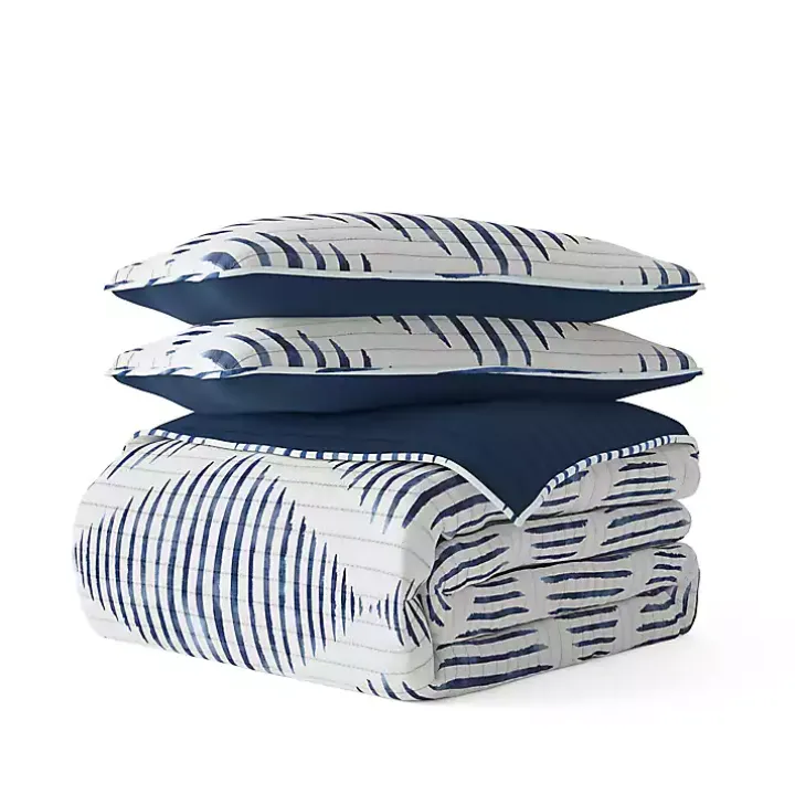 Navy Diamond Line Reversible 2-pc. Twin Quilt Set