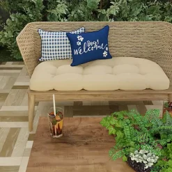 Navy Dogs Welcome Outdoor Lumbar Pillow