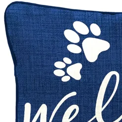 Navy Dogs Welcome Outdoor Lumbar Pillow