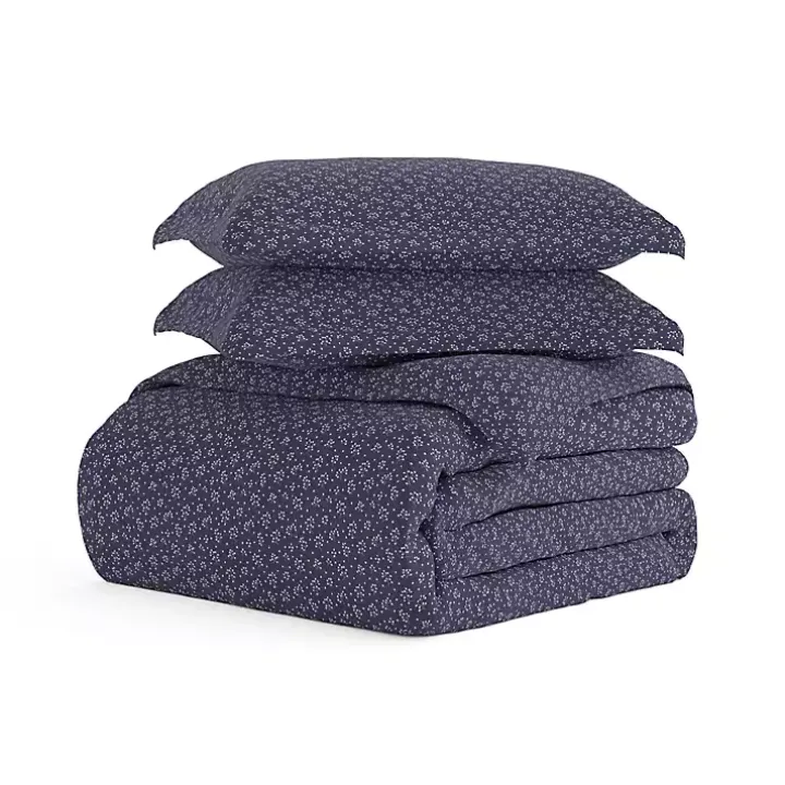 Navy Elegant Floral 3-pc. Queen Duvet Cover Set