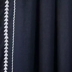 Navy Embroidered Ric Rac Curtain Panel, 84 in.