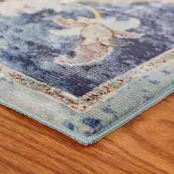 Navy Faded Floral Area Rug, 5x8