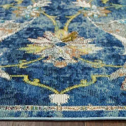 Navy Faded Floral Area Rug, 5x8