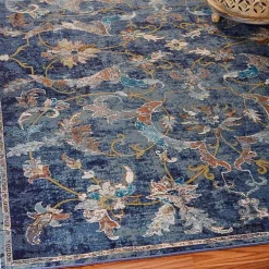 Navy Faded Floral Area Rug, 5x8