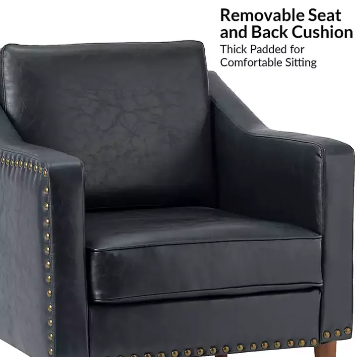 Navy Faux Leather Bonita Accent Chair