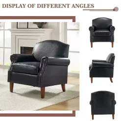 Navy Faux Leather Nailhead Taylor Armchair