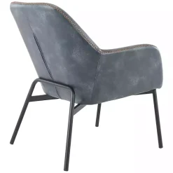 Navy Faux Leather Scoop Accent Chair