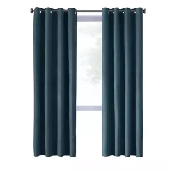 Navy Faux Suede Blackout Curtain Panel, 95 in.