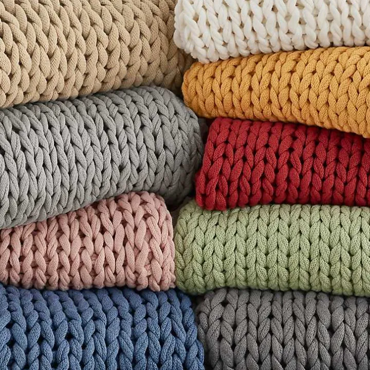 Navy Hand Made Chunky Double Knit Throw Blanket
