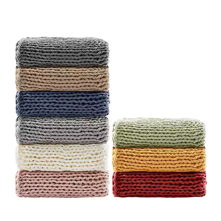 Navy Hand Made Chunky Double Knit Throw Blanket
