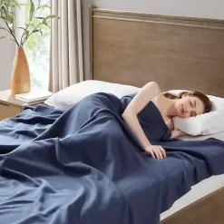 Navy Liquid Cotton King Blanket