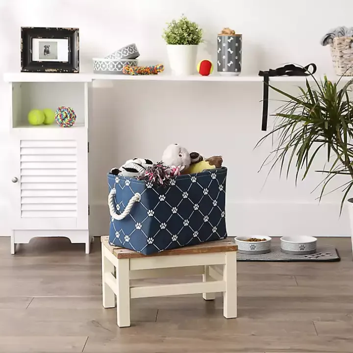 Navy Paw Trellis Rectangle Basket, 14 in.